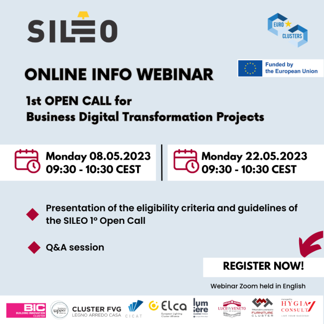 SILEO banner - 2 online Info webinar 1° Open Call - May 2023